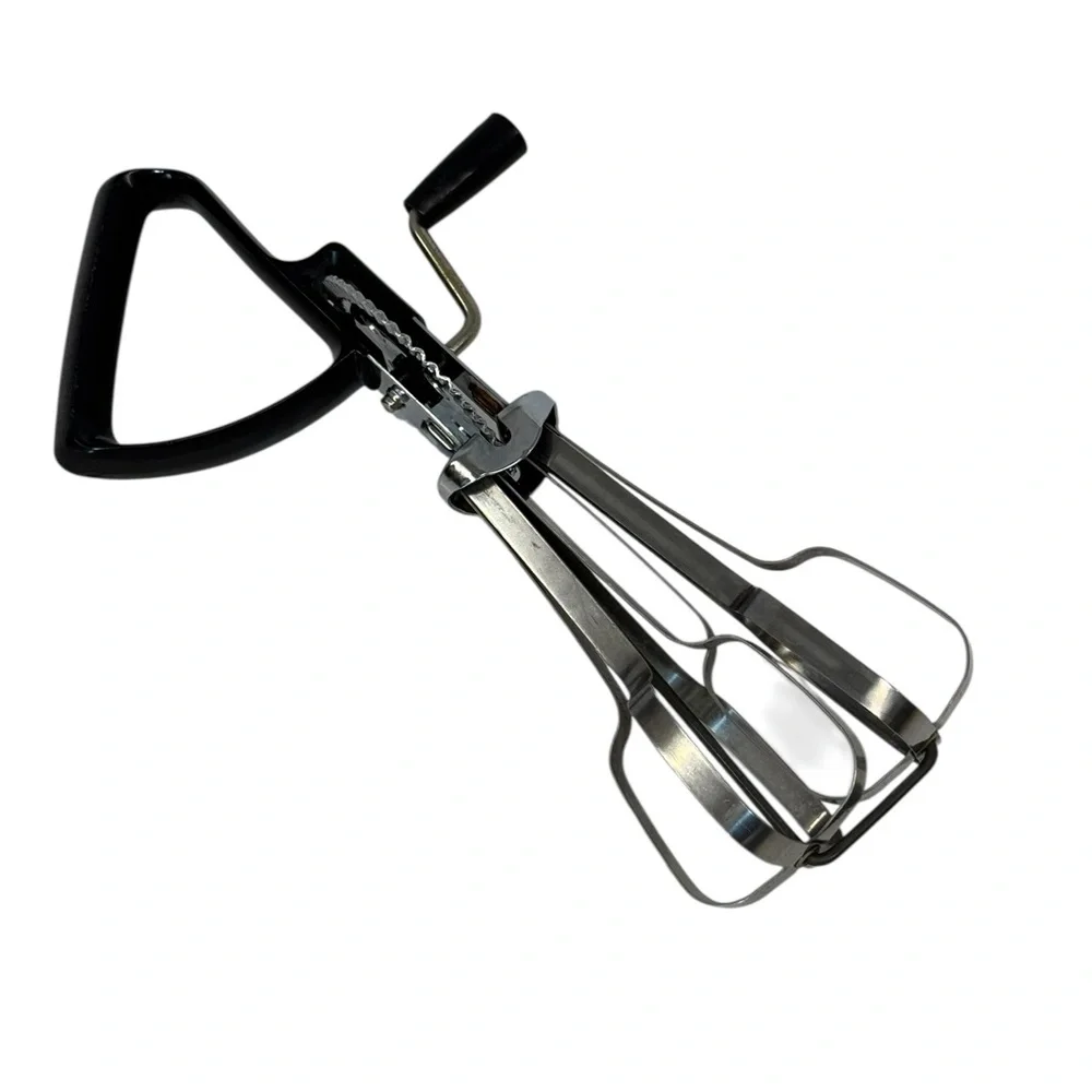 Vintage Ekco BEST Stainless-Steel Black Rotary Hand Mixer Egg Beater Tool USA